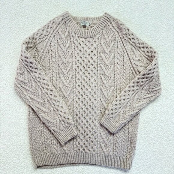 Blarney Woollen Mills Ireland Heavyweight 100% Merino Wool Cable Knit Sweater - Picture 1 of 12